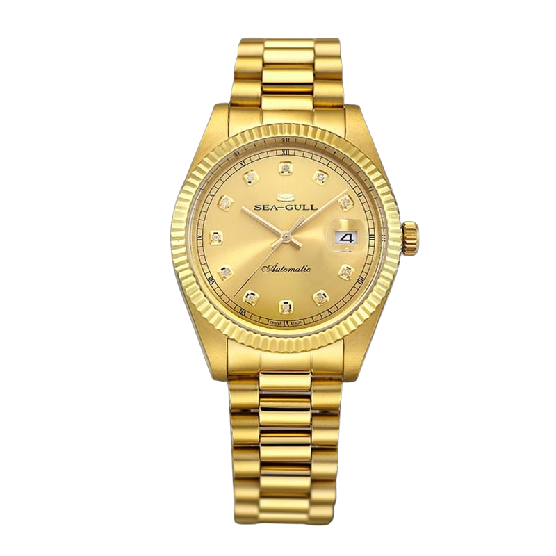 Seagull 18K Gold Logo Diamond Hour 100m WR 39mm Men's Automatic Watch 510.85.7055V