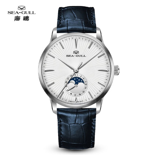 New Seagull 40mm ST18 Moon Phase & Date Calendar Multi-function Automatic Watch 1135