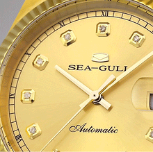 Load image into Gallery viewer, Seagull 18K Gold Logo Diamond Hour 100m WR 39mm Men&#39;s Automatic Watch 510.85.7055V
