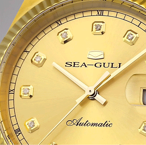 Seagull 18K Gold Logo Diamond Hour 100m WR 39mm Men's Automatic Watch 510.85.7055V