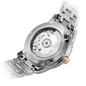 Seagull Flywheel Mechanical Watch Week Date Calendar Automatic Men's Watch 217.425 Exhibition Back
