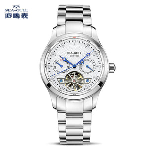 Seagull Dual Calendar 39mm Full Stainless Steel Flywheel Mechanical Automatic Watch M160S