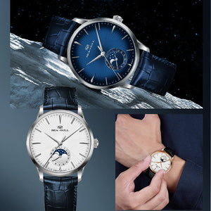 New Seagull 40mm ST18 Moon Phase & Date Calendar Multi-function Automatic Watch 1135