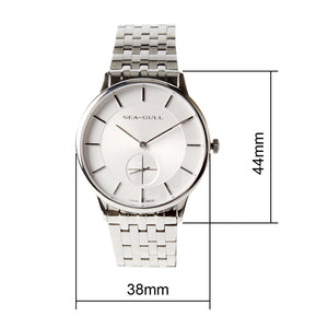 Seagull Ultra Thin 8mm Bauhaus Style Small Second Solid Case Back Sea-Gull Hand Wind Mechanical Men's Watch 816.388