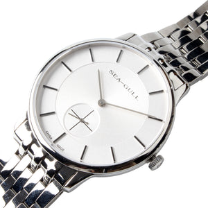 Seagull Ultra Thin 8mm Bauhaus Style Small Second Solid Case Back