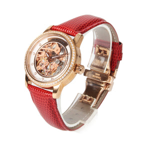 Seagull Skeleton Dial Rhinestones Gold Case Women Wristwatch Luminous Hands Lady Self Wind Automatic Watch 719.403LK