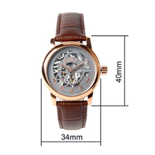 Load image into Gallery viewer, Seagull Hollow Out Skeleton Dial Roman Numerals Fashion Leather Strap Self Wind Automatic Women&#39;s Watch 519.21.5042LK