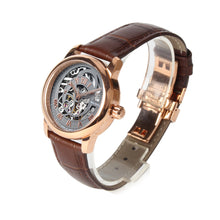 Load image into Gallery viewer, Seagull Hollow Out Skeleton Dial Roman Numerals Fashion Leather Strap Self Wind Automatic Women&#39;s Watch 519.21.5042LK