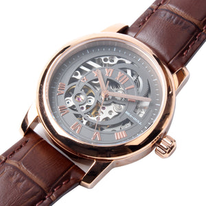 Seagull Hollow Out Skeleton Dial Roman Numerals Fashion Leather Strap Self Wind Automatic Women's Watch 519.21.5042LK