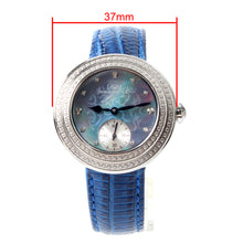 Load image into Gallery viewer, Seagull Rhinestone Bezel Lady Wristwatch Light Blue MOP Dial Hand Wind Small Second Women&#39;s Mechanical Watch 719.750L
