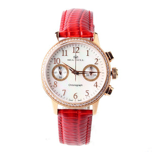 Seagull MOP Rhinestone Bezel Chronograph watch 719.754L