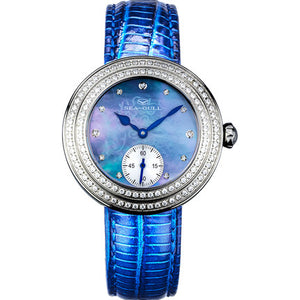 Seagull Rhinestone Bezel Lady Wristwatch Light Blue MOP Dial Hand Wind Small Second Women's Mechanical Watch 719.751L