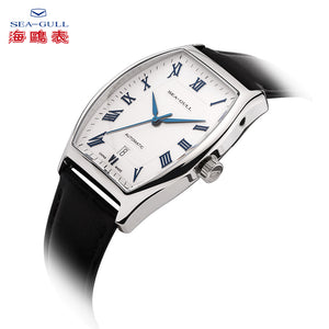 Seagull Dress Watch Tonneau Shape Automatic Self Wind ST18 Movement Roman Numerals Leather Strap Mechanical Men's Watch 849.402